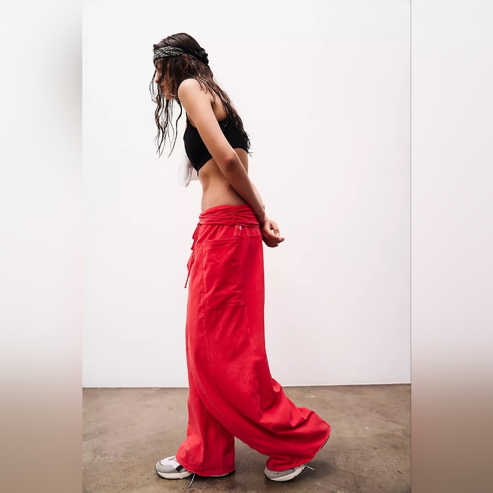 Women's Red Wide-Leg Lounge Pants - Picture 4 of 6